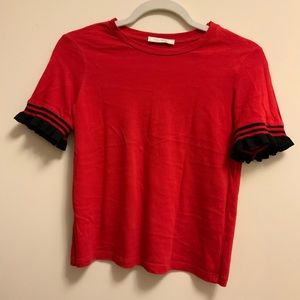 Zara top ruffled sleeves